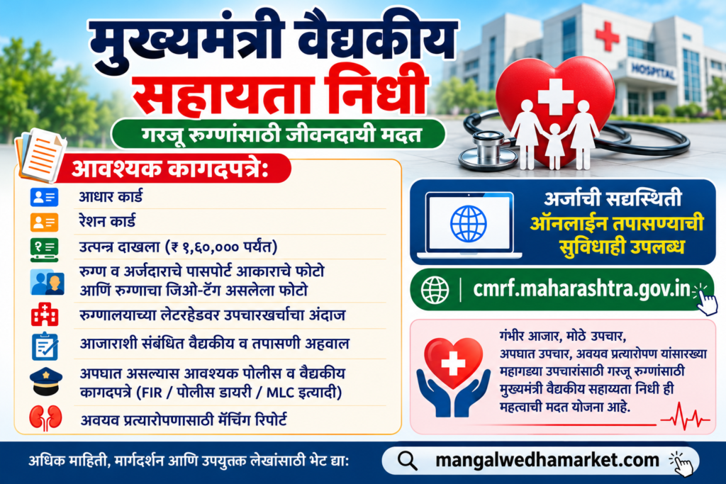 मुख्यमंत्री वैद्यकीय सहाय्यता निधी योजना, आवश्यक कागदपत्रे आणि ऑनलाइन अर्जस्थिती तपासणी